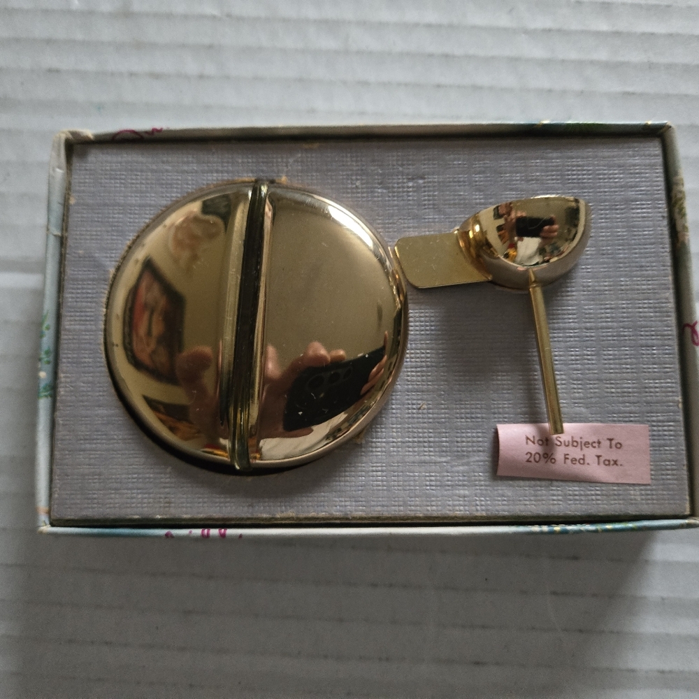 Vintage Mary Dunhill Gold Tone Perfume Bottle & Gold Tone Funnel With Box